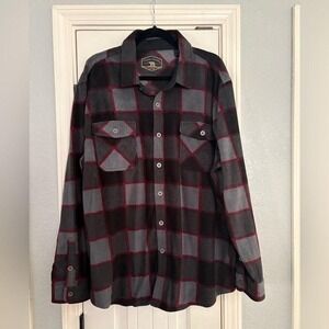 Freedom Foundry Men's XXL Plaid Flannel Button Up Shirt Red Gray Black